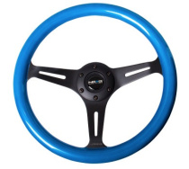 Classic Träratt 330mm 3-ekrad Mattsvart Centrum Blå Ratt NRG